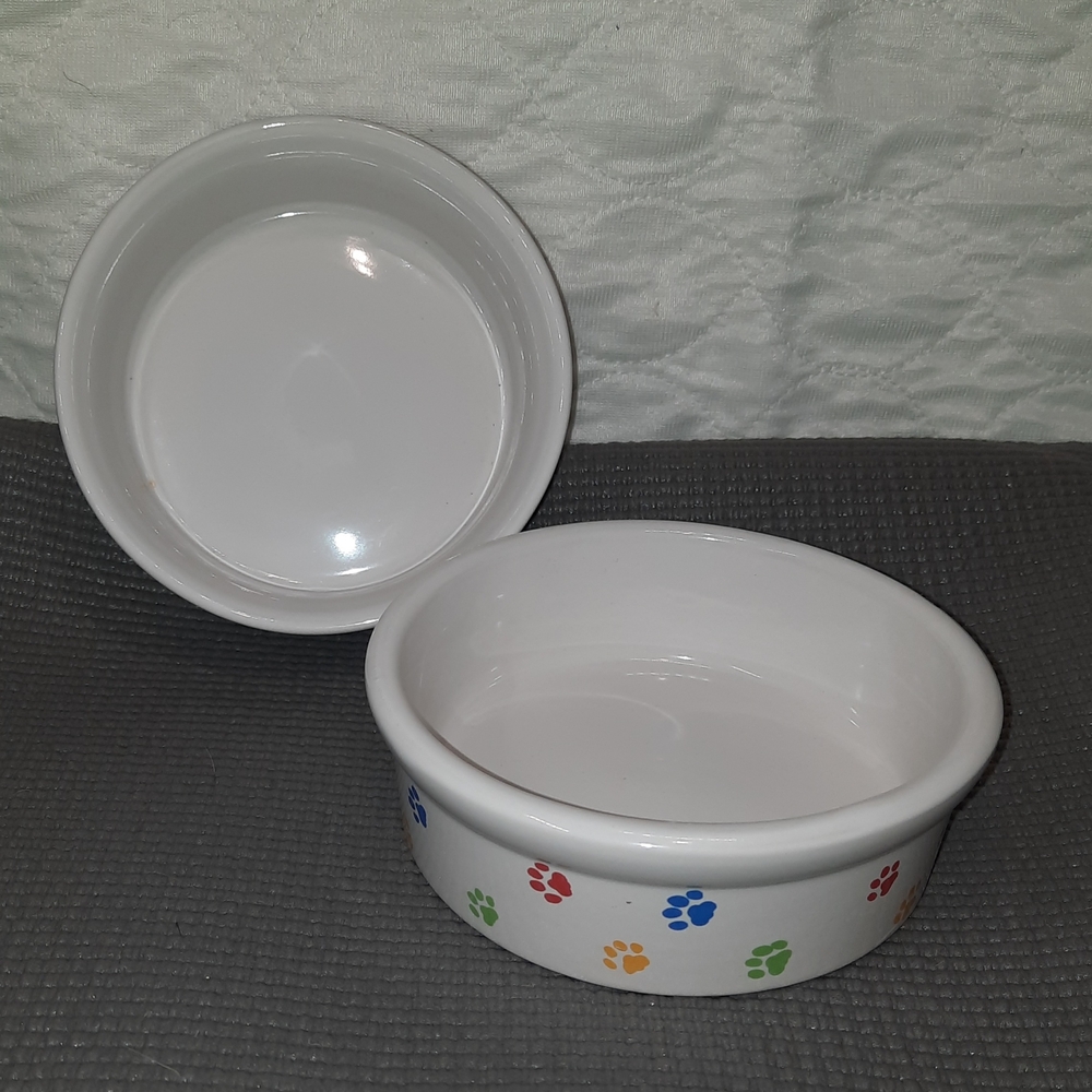 Colorful Paw Print Pet Bowls